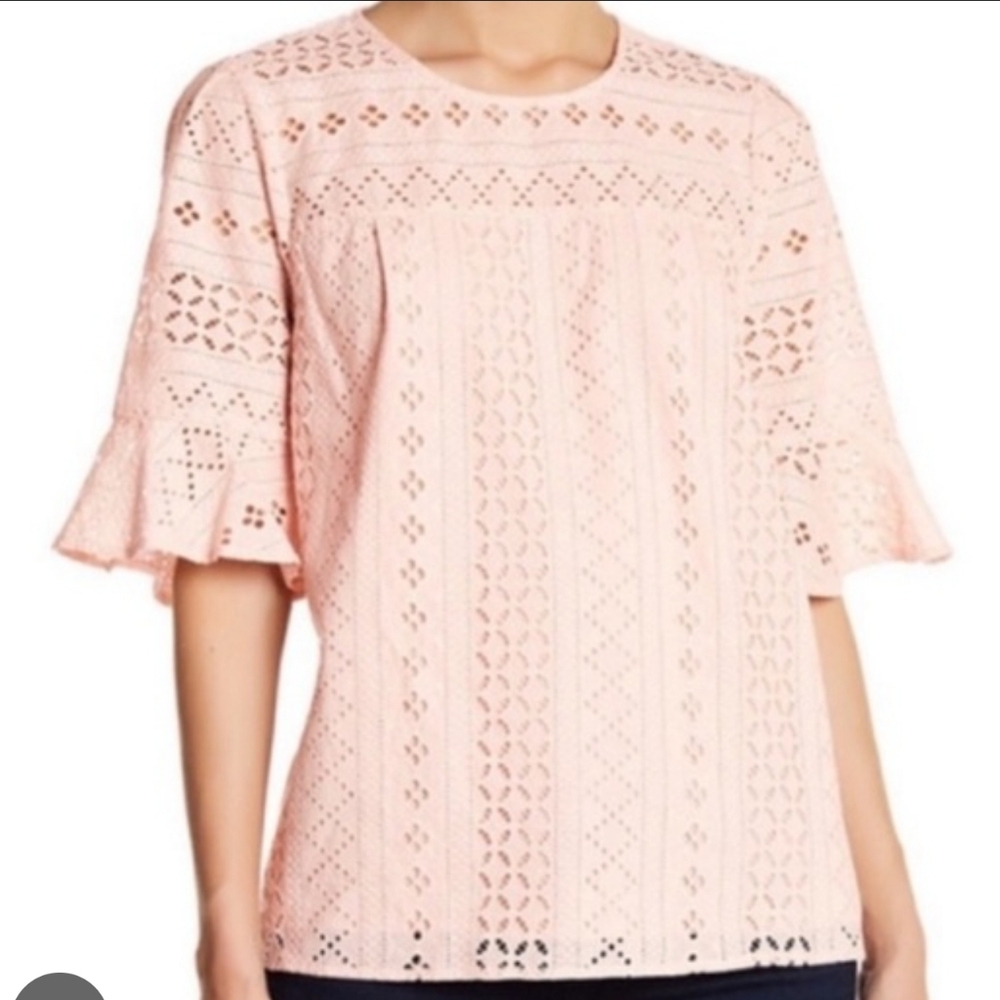 Ro&De Women's Pink Eyelet Top